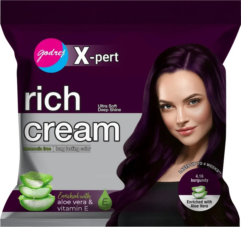 Godrej X-pert Rich Crème Permanent Hair Colour - 4.16 Burgundy