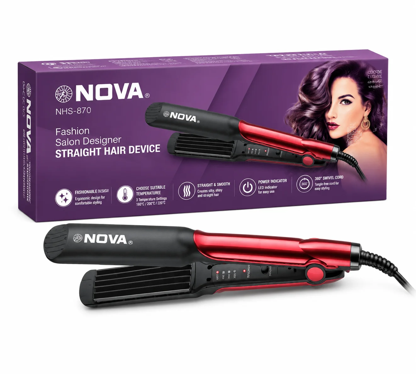 NOVA Fashion Salon Designer Straight Hair Device – Model NHS-870