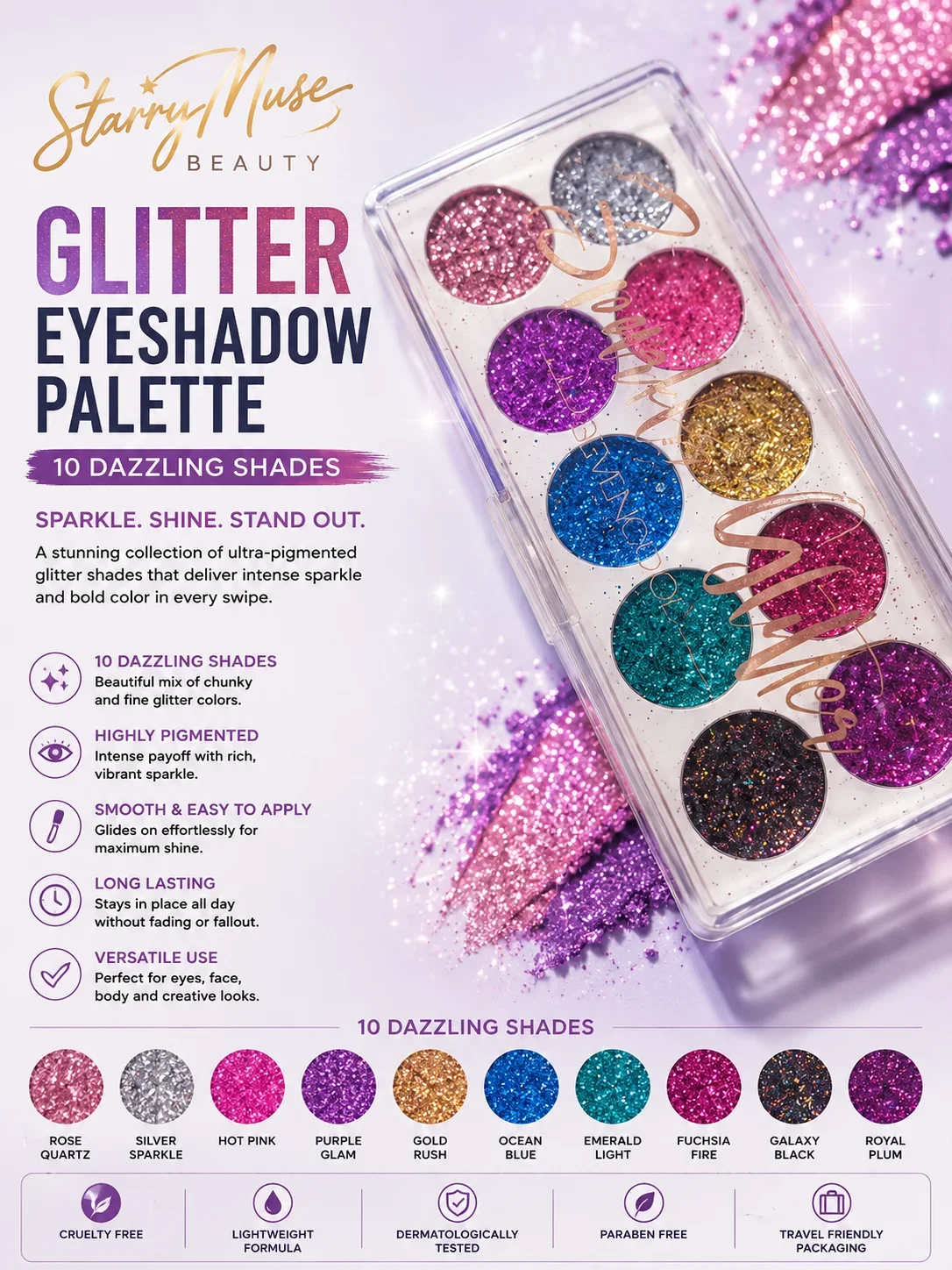 Pink Glitter Eyeshadow Palette