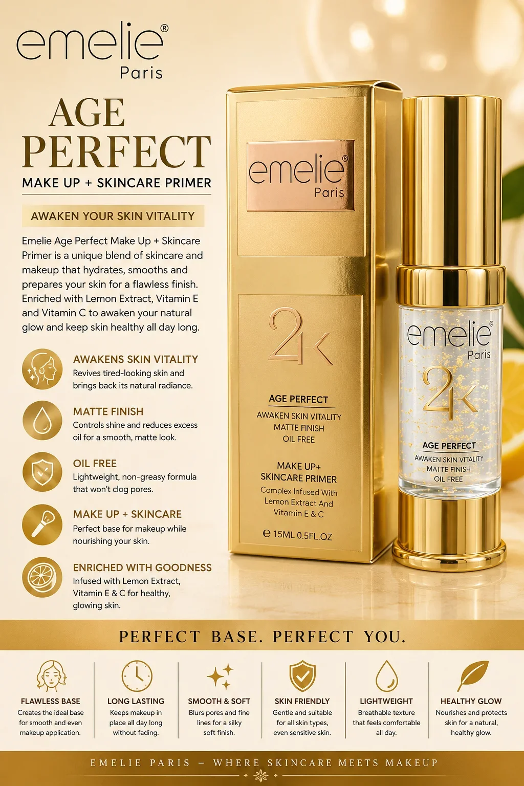 Emelie Paris 24K Age Perfect Makeup + Skincare Primer