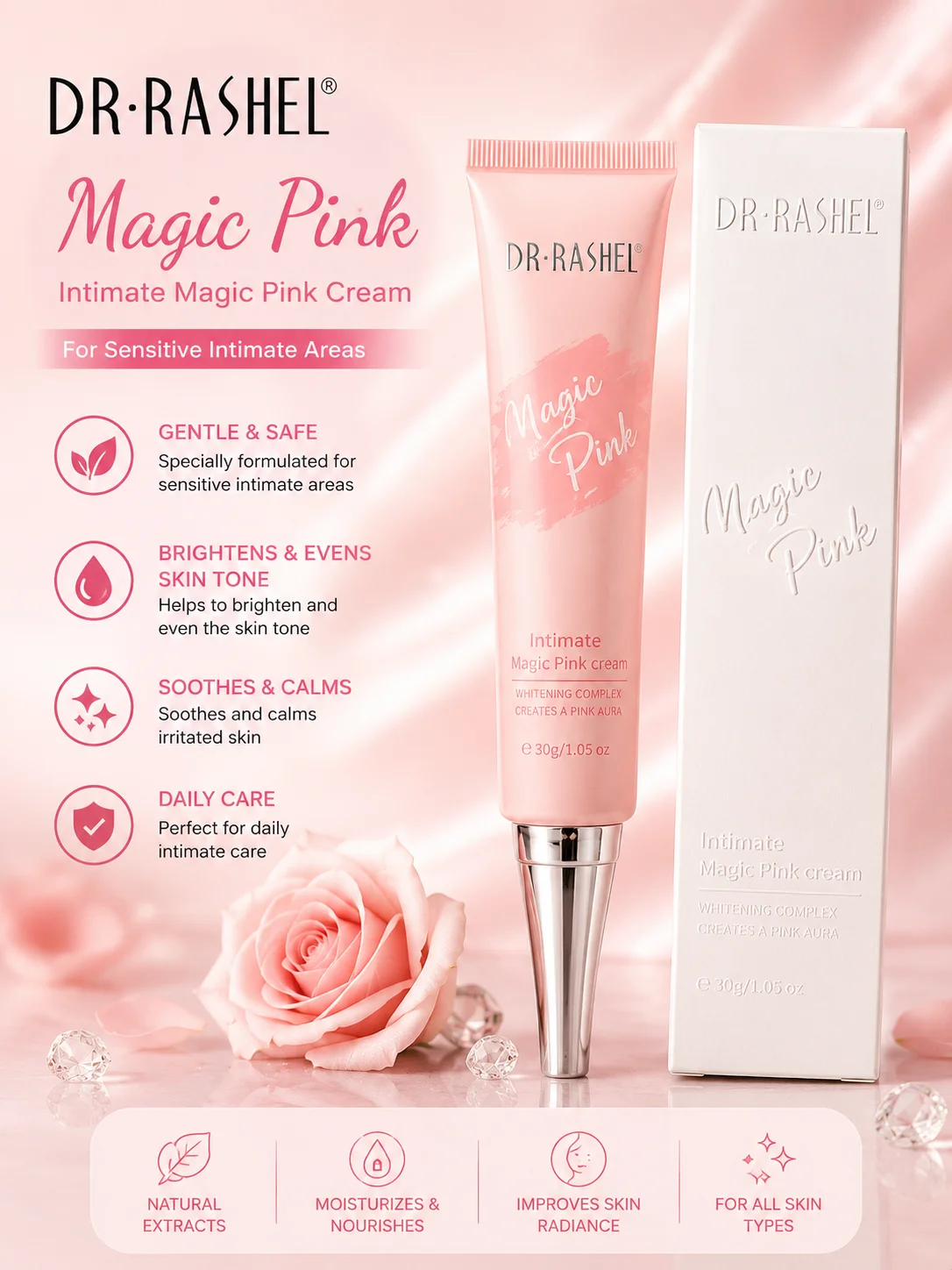 DR.RASHEL Magic Pink Intimate Cream – Whitening Complex | 30g