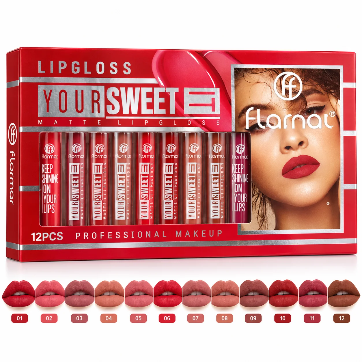 Flormar Your Sweet Matte Lip Gloss 12 Pcs Professional Makeup Set