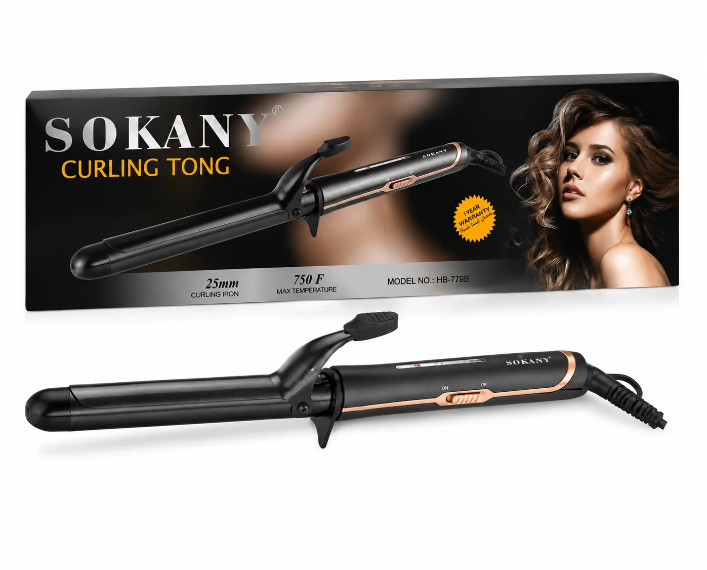 SOKANY Professional 25mm Curling Tong – Model HB-779B