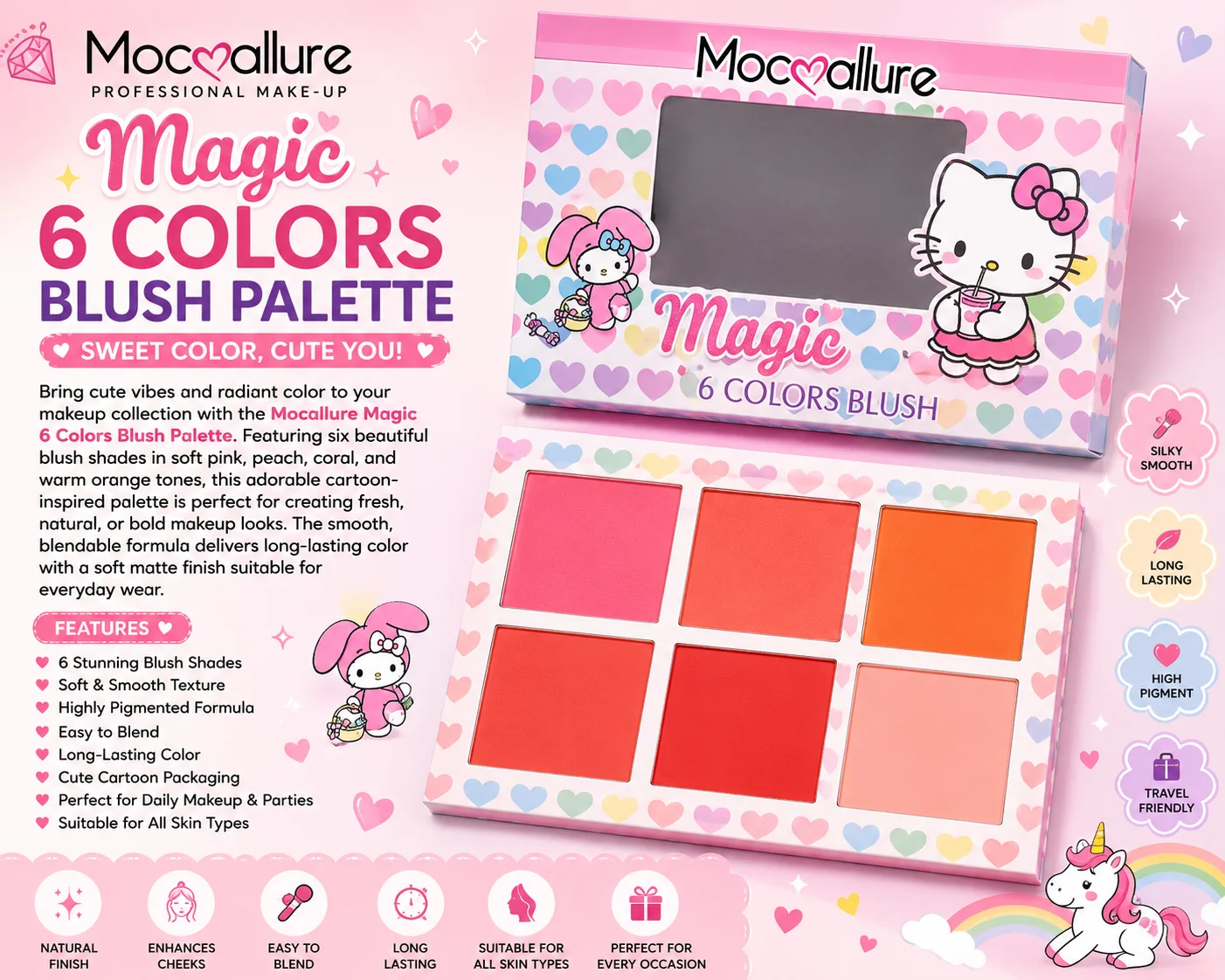 Mocallure Magic 6 Colors Blush Palette