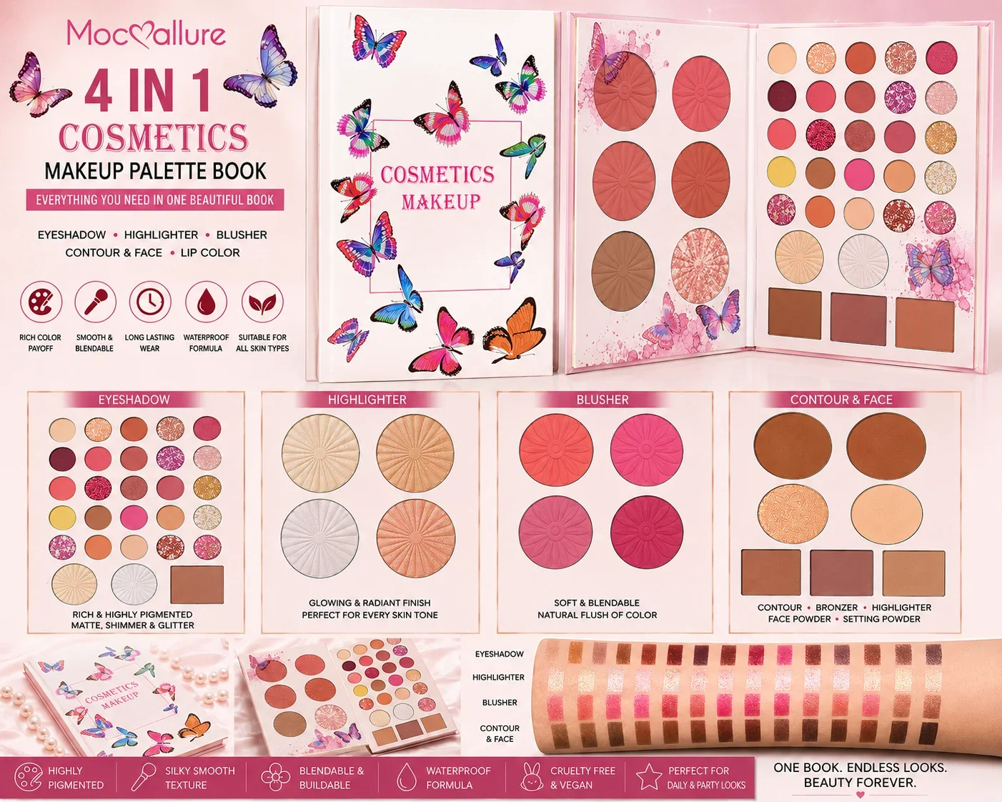 Mocallure 4 In 1 Cosmetics Makeup Palette Book