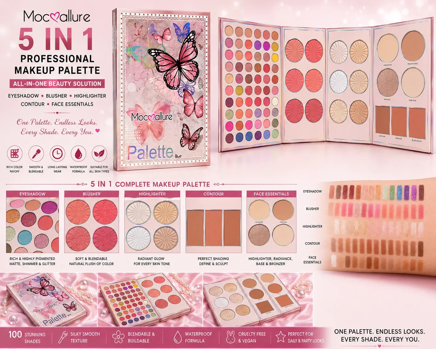 Mocallure Butterfly 5 In 1 Professional Makeup Palette Kit