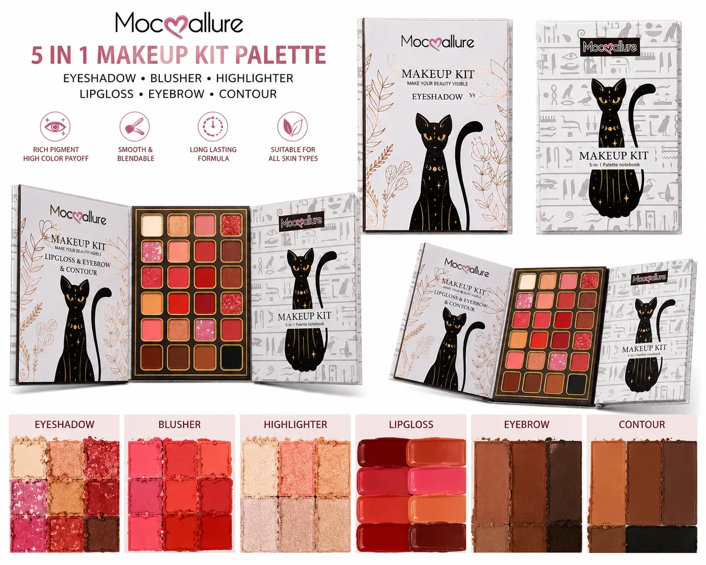 Mocallure 5 in 1 Makeup Kit Palette – Eyeshadow, Blusher, Highlighter & Contour Set