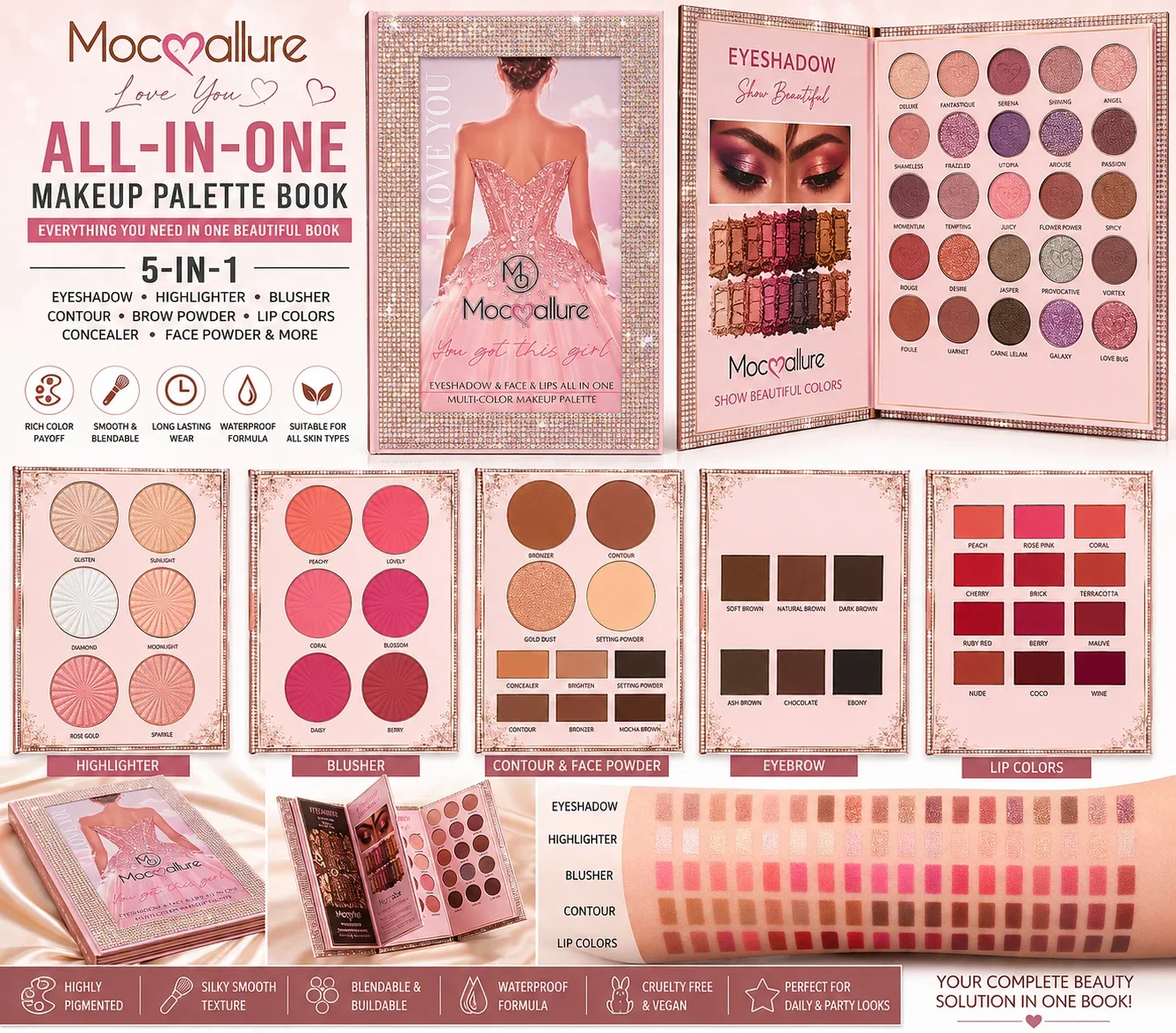 Mocallure Love You Multi-Color Makeup Palette Book