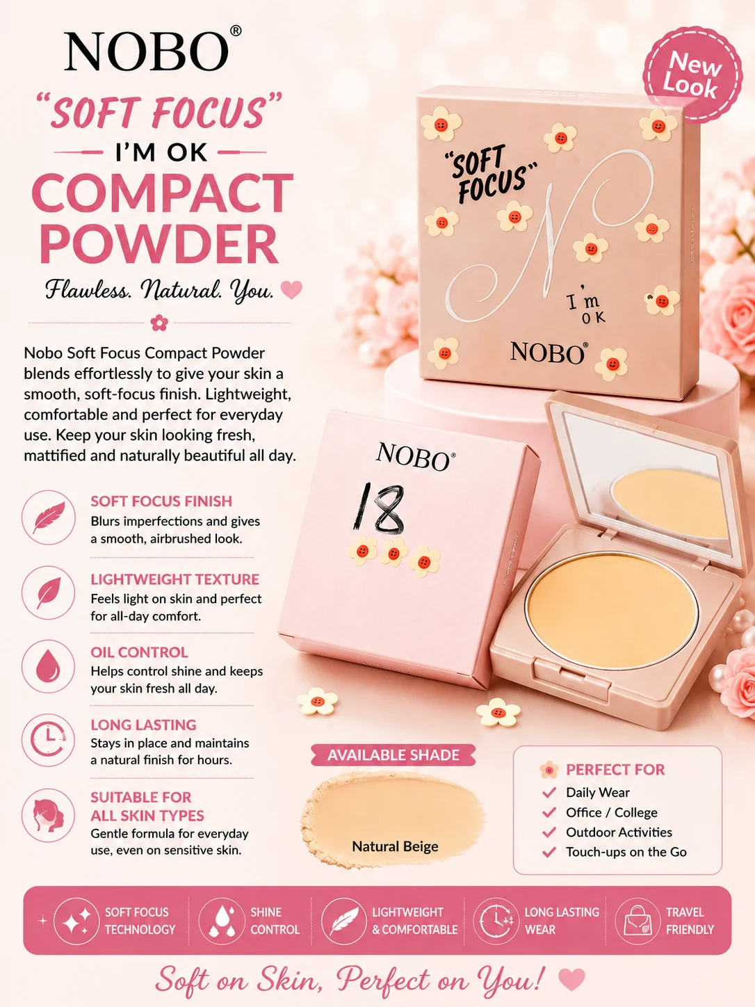 NOBO Soft Focus Compact Powder – Flawless Matte Finish