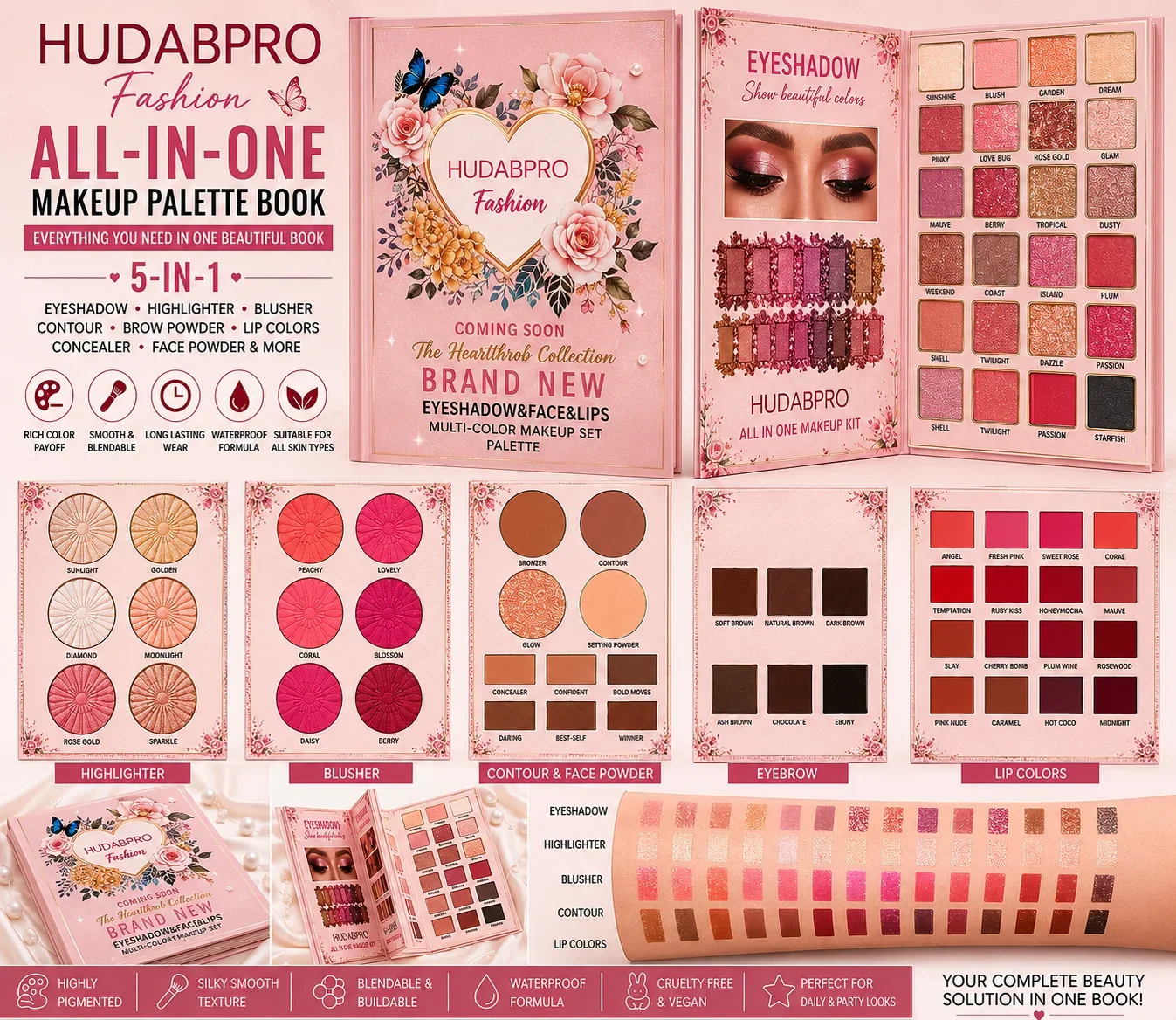 HUDABPRO Fashion Heartthrob Collection All-in-One Makeup Palette Book