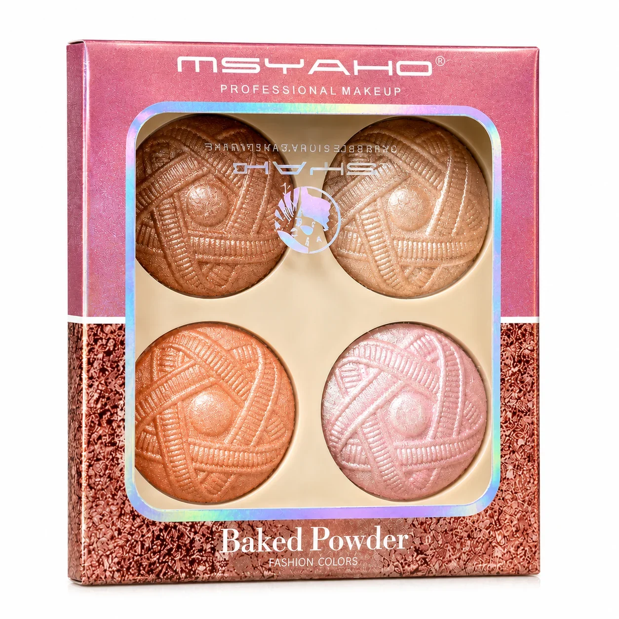 MSYAHO Baked Powder 4 Color Highlighter Palette – Professional Glow Makeup Kit