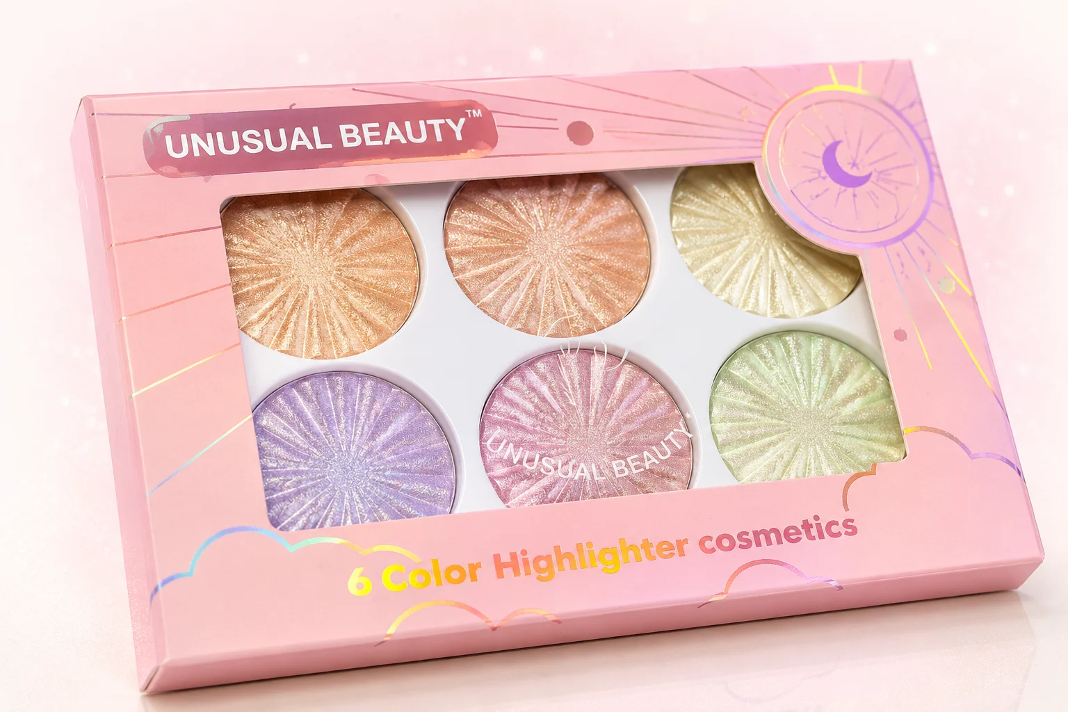 Unusual Beauty 6 Color Highlighter Palette – Shimmer Glow Kit