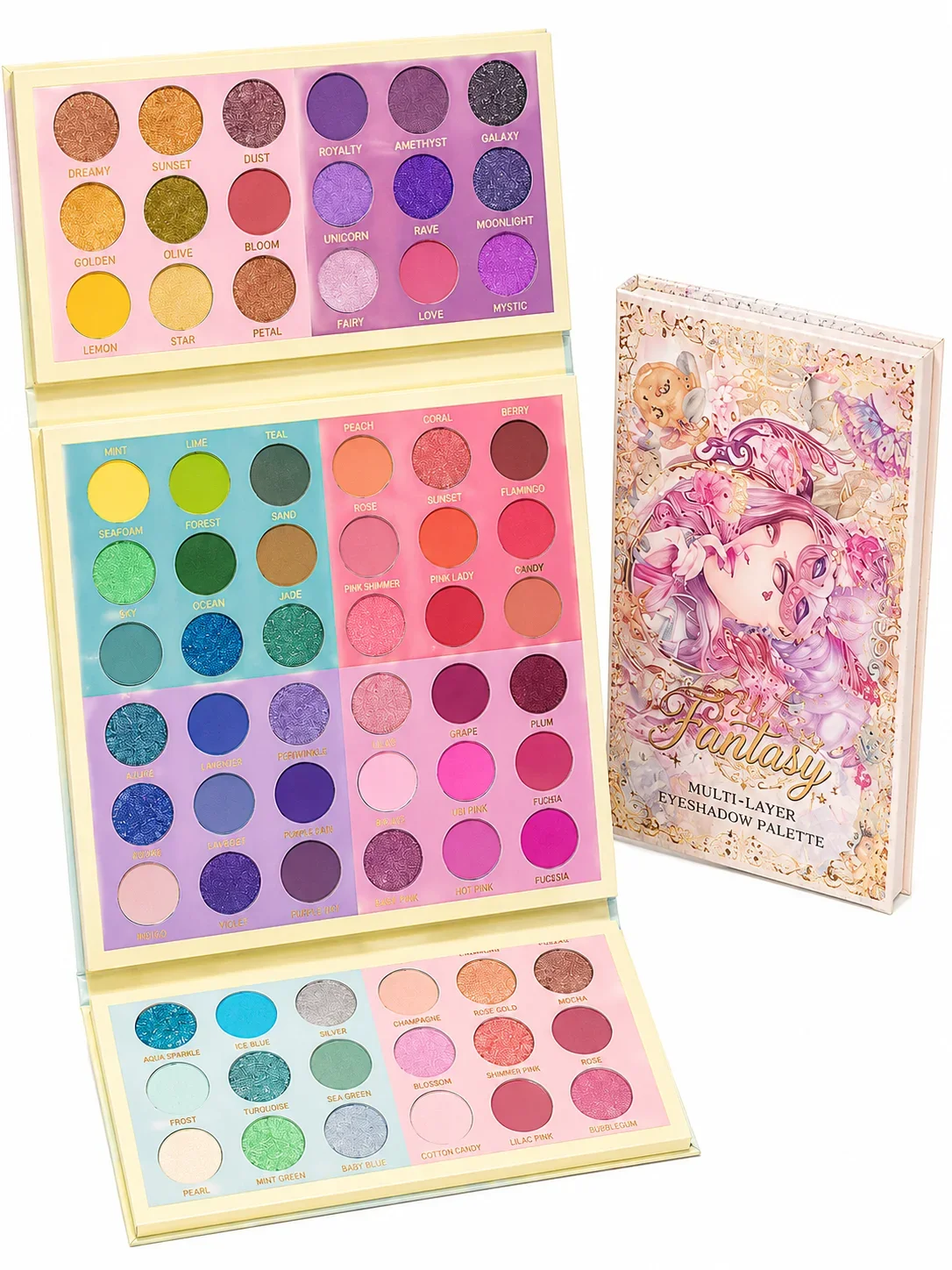 Fantasy Color Eyeshadow Palette Book – Multi Shade Makeup Collection