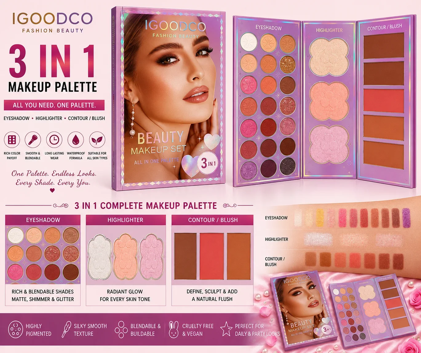IGOODCO Beauty Makeup Set Professional Multi-Function Palette