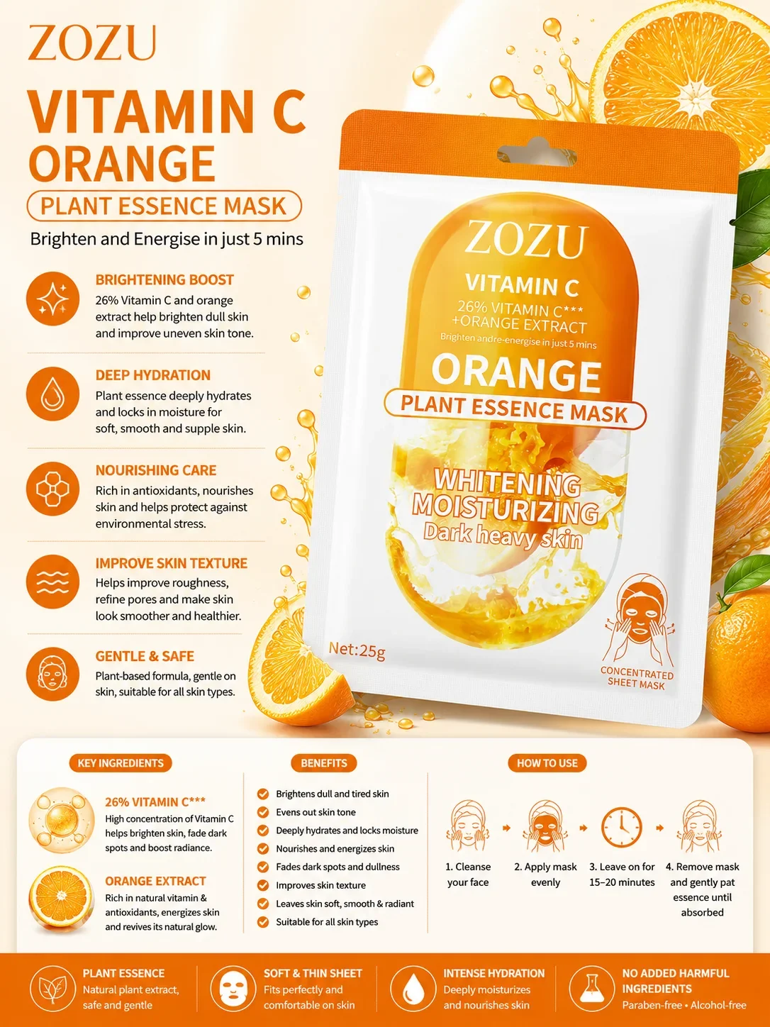 ZOZU Vitamin C Orange Plant Essence Mask