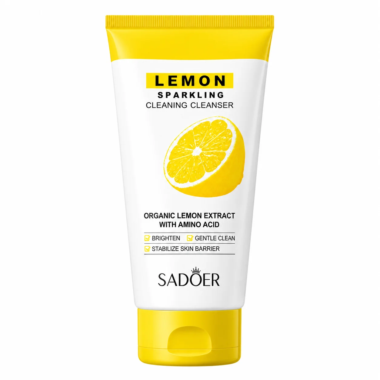 SADOER Lemon Sparkling Cleaning Cleanser – Brightening Face Wash with Organic Lemon Extract – 100ml
