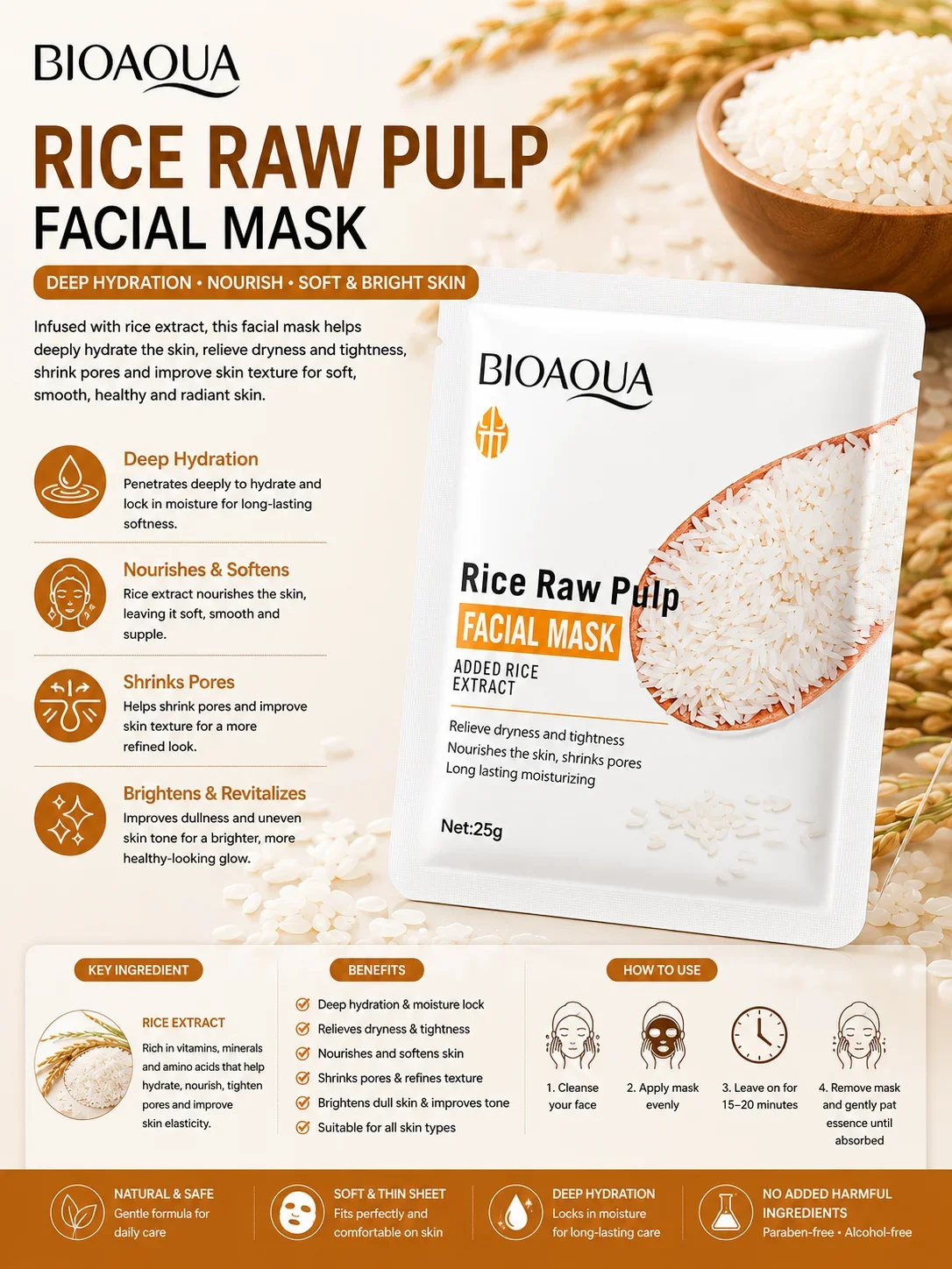 BIOAQUA Rice Raw Pulp Facial Mask