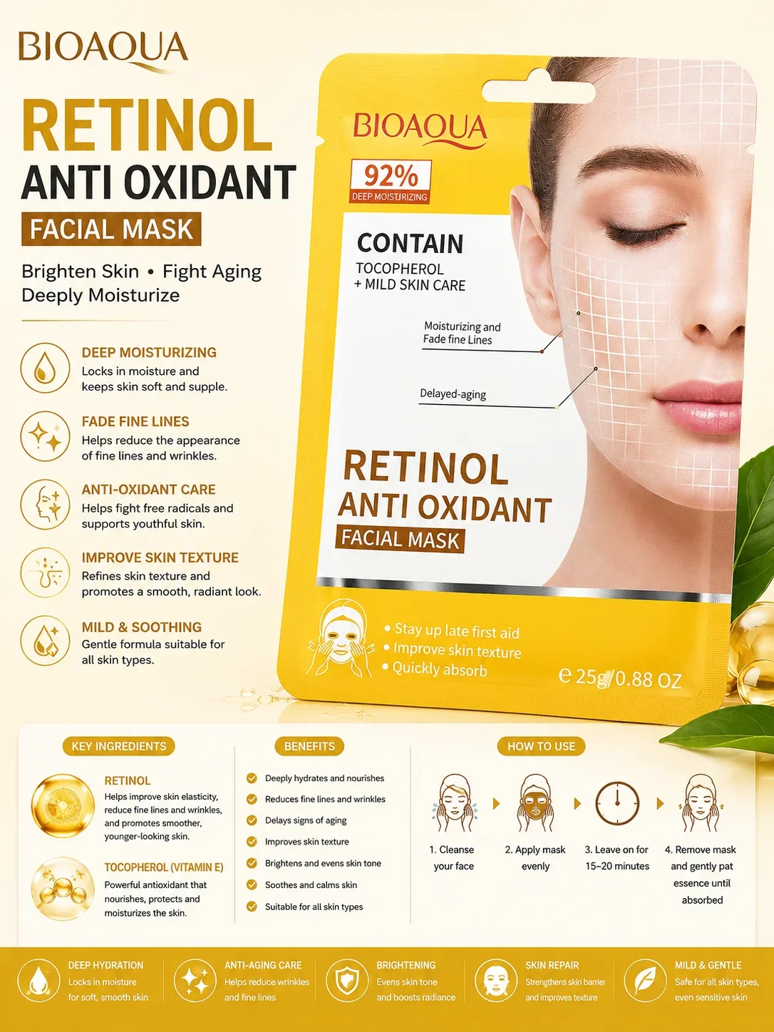 BIOAQUA Retinol Anti Oxidant Facial Mask