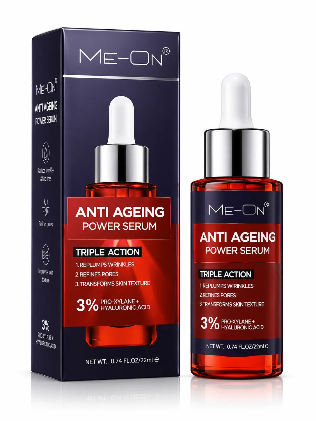 ME-ON Anti Ageing Power Serum with 3% Pro-Xylane + Hyaluronic Acid – 22ml