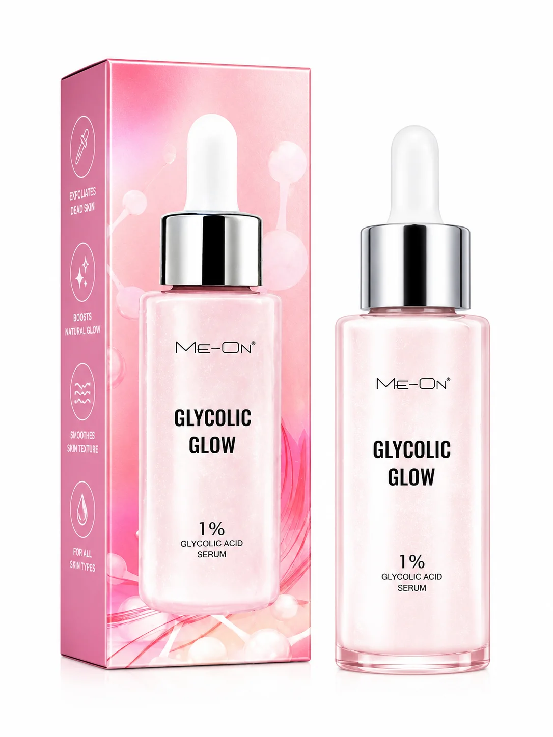 ME-ON Glycolic Glow 1% Glycolic Acid Serum – Brightening & Skin Smoothing Face Serum