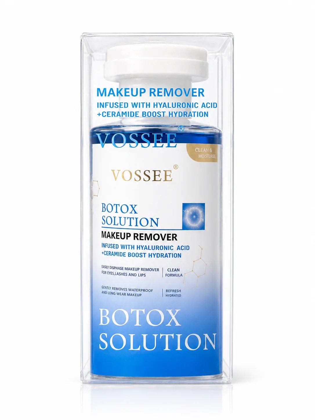 VOSSEE Botox Solution Makeup Remover – Hyaluronic Acid & Ceramide Hydration Cleanser