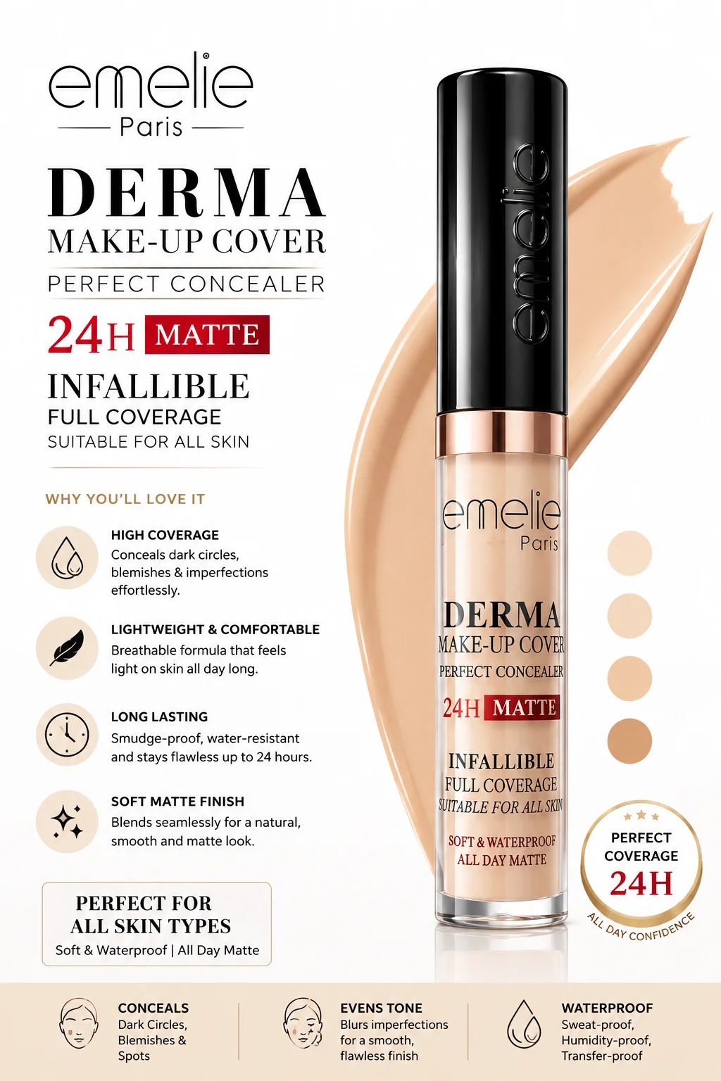 Emelie Paris Derma Make-Up Cover – 24H Matte Perfect Concealer