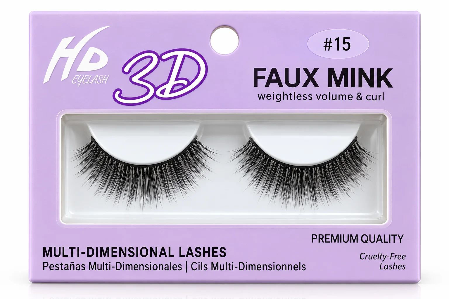 HD 3D Faux Mink False Eyelashes #15 – Multi-Dimensional Lashes