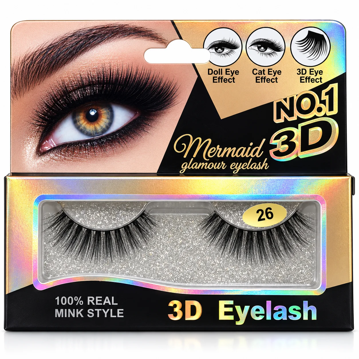 Mermaid No.1 3D Mink Style False Eyelashes – Style 26 – 1 Pair