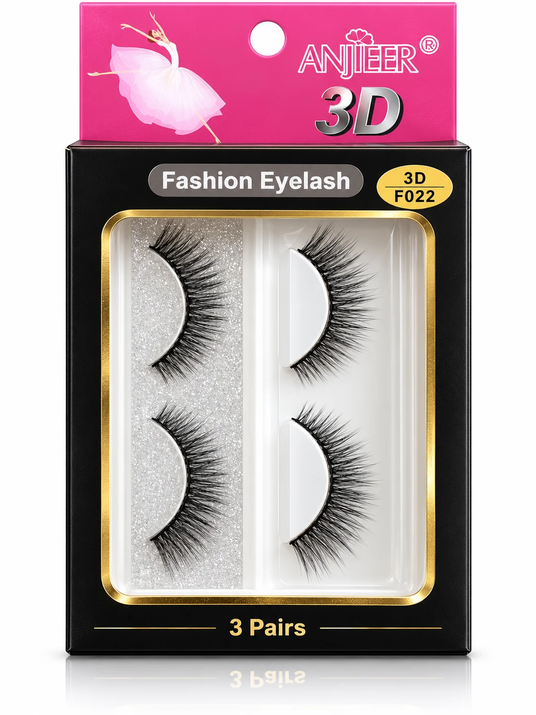 ANJIEER 3D Fashion Eyelashes F022 – 3 Pair False Lashes Pack