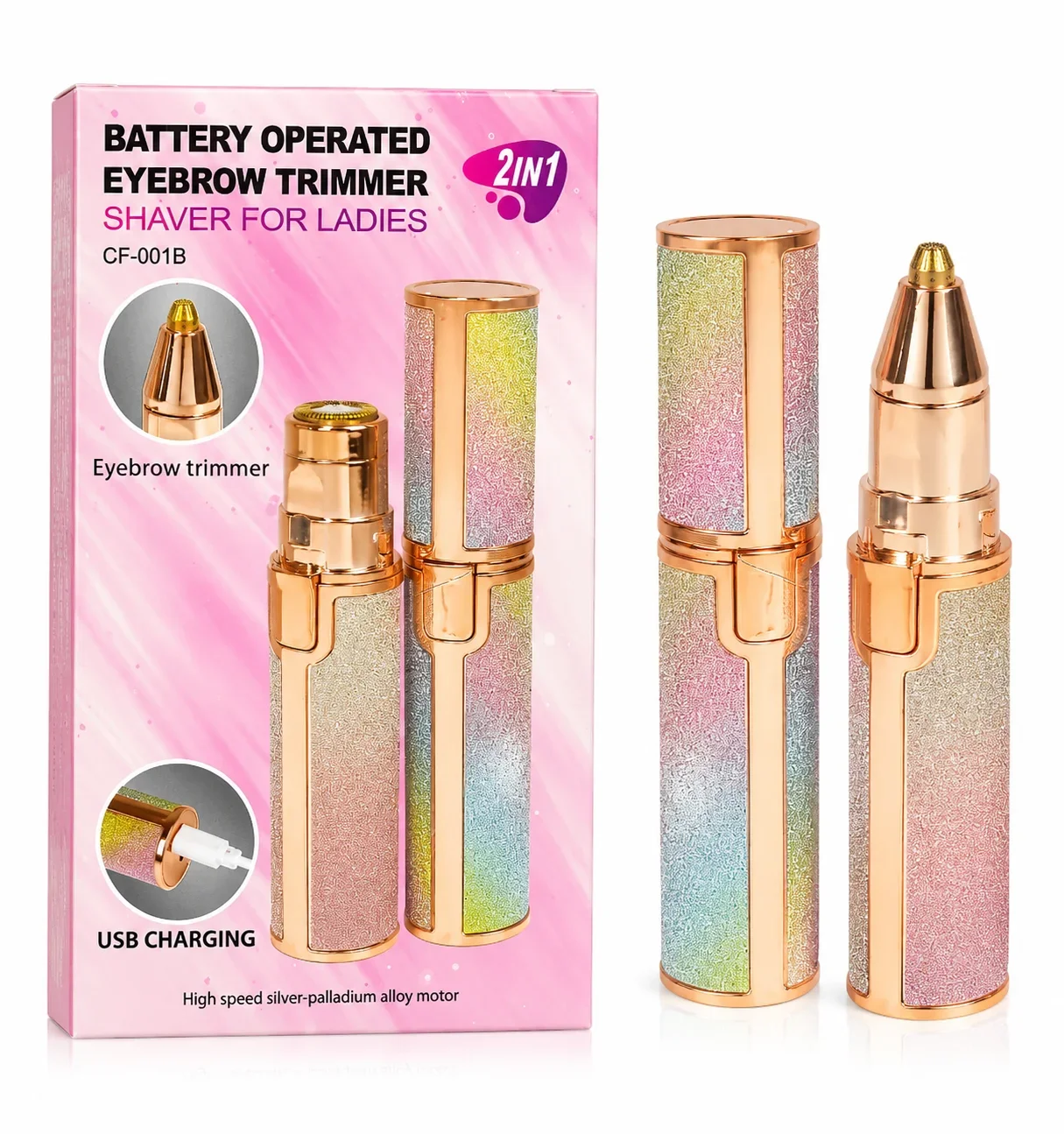 2-in-1 Battery Operated Eyebrow Trimmer & Shaver for Ladies – Model CF-001B