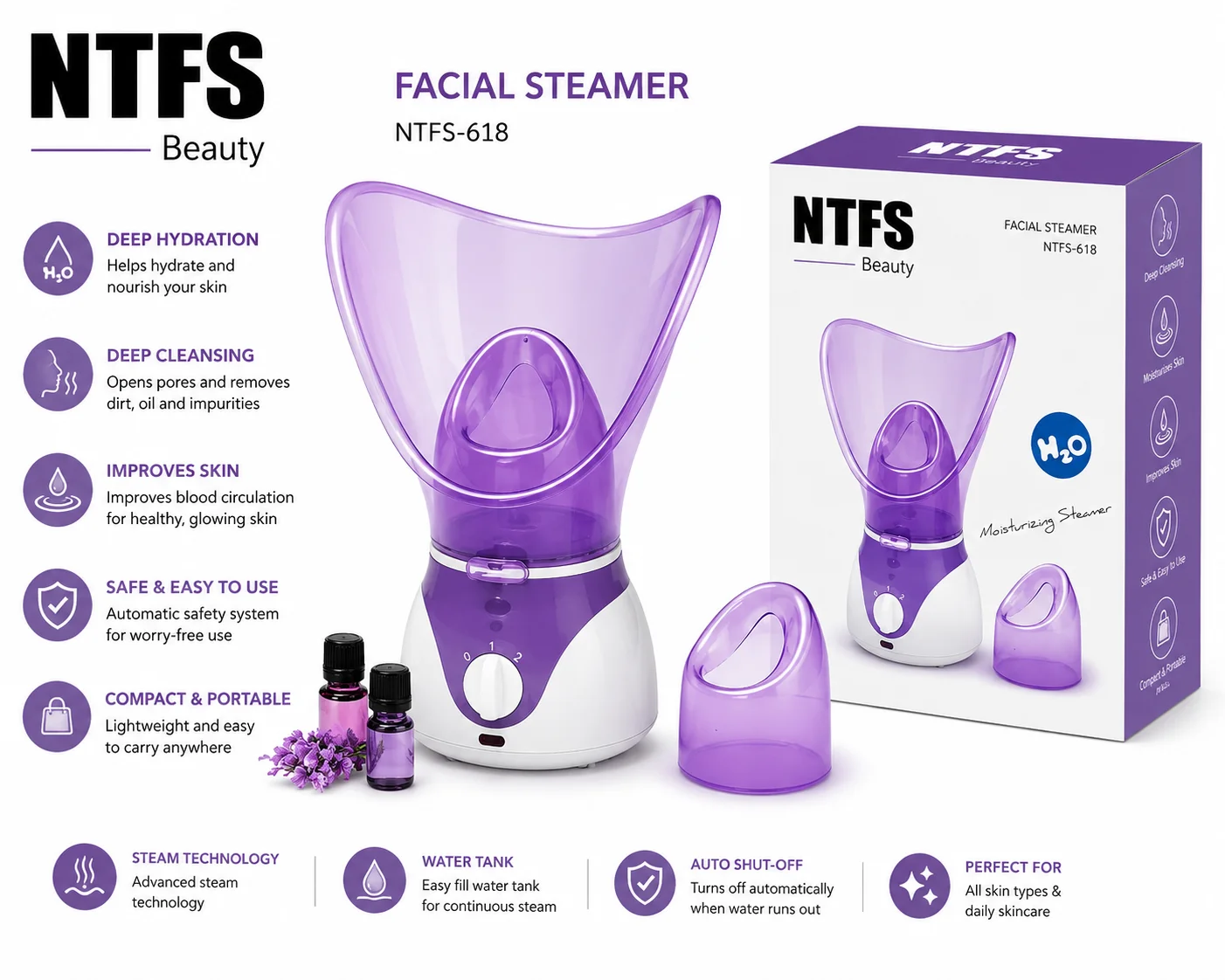 NTFS Beauty Facial Steamer NTFS-618 Moisturizing Face Steamer