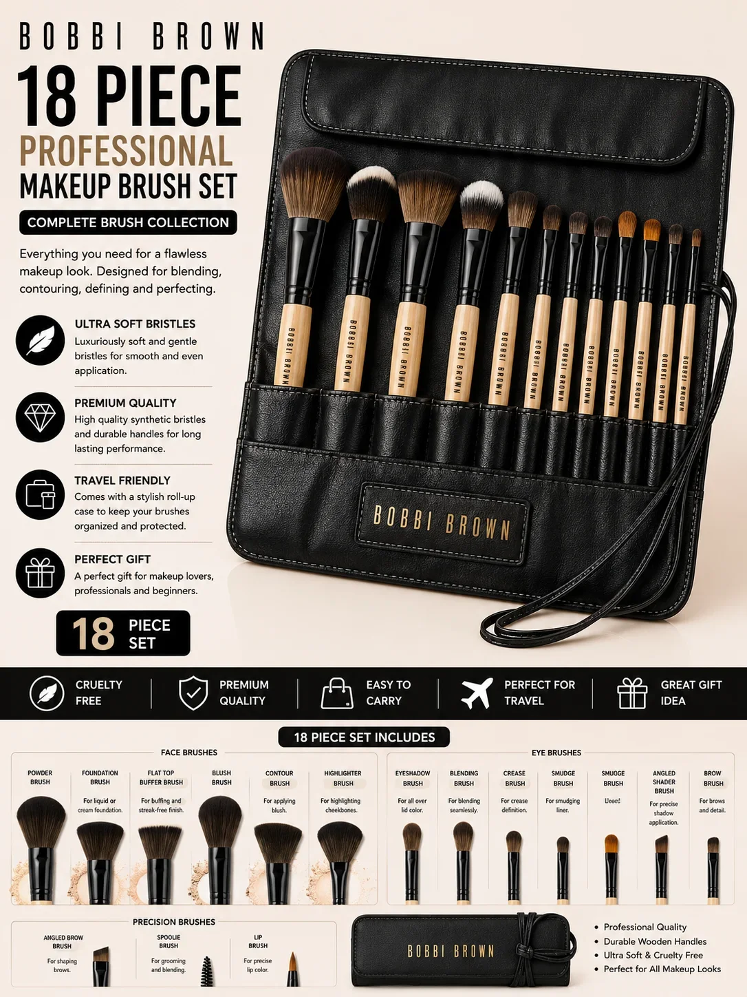 Bobbi Brown 18 Piece Professional Makeup Brush Set