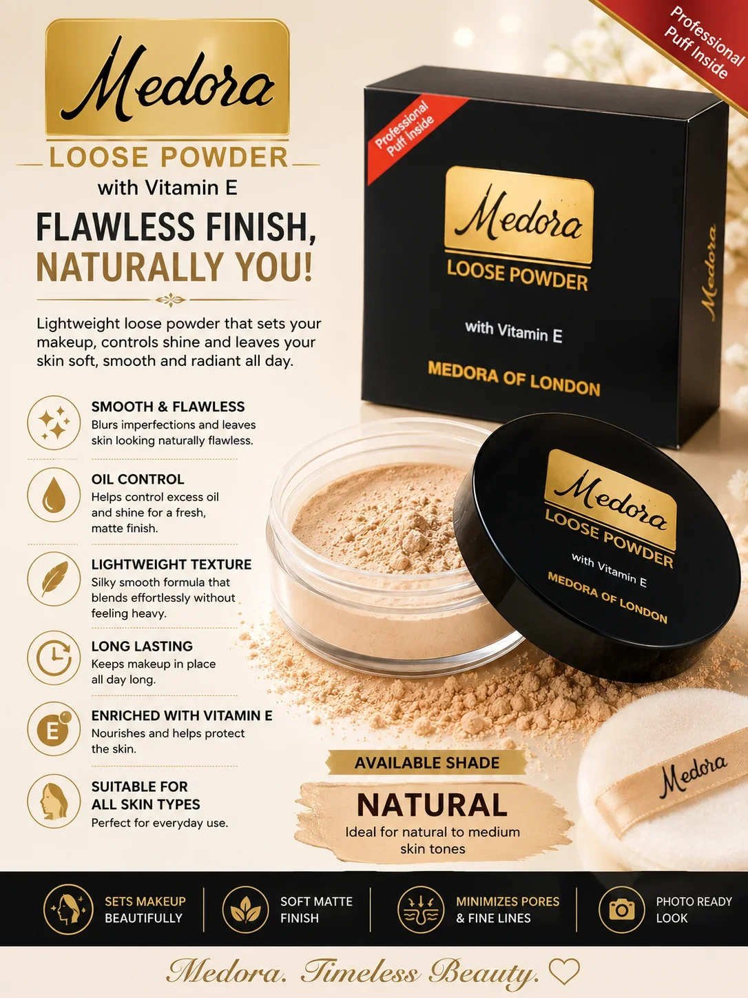 Medora Compact Powder – Smooth & Flawless Finish