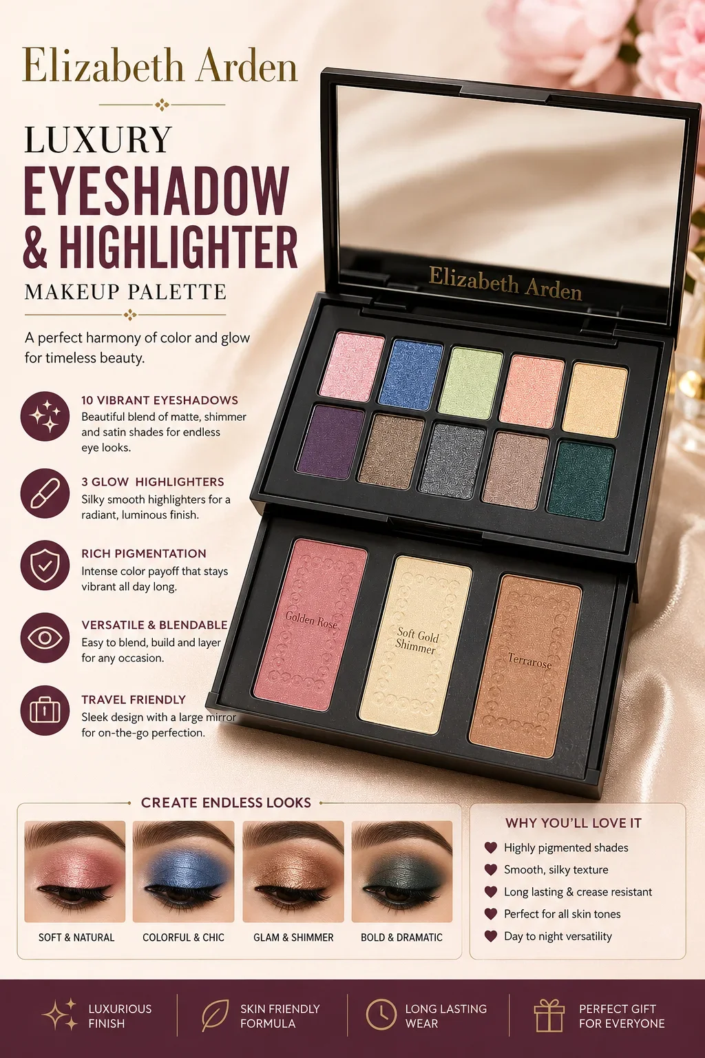 Elizabeth Arden Luxury Eyeshadow & Highlighter Makeup Palette
