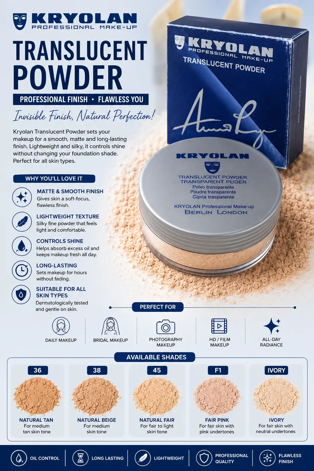 KRYOLAN Translucent Powder – Flawless Professional Finish