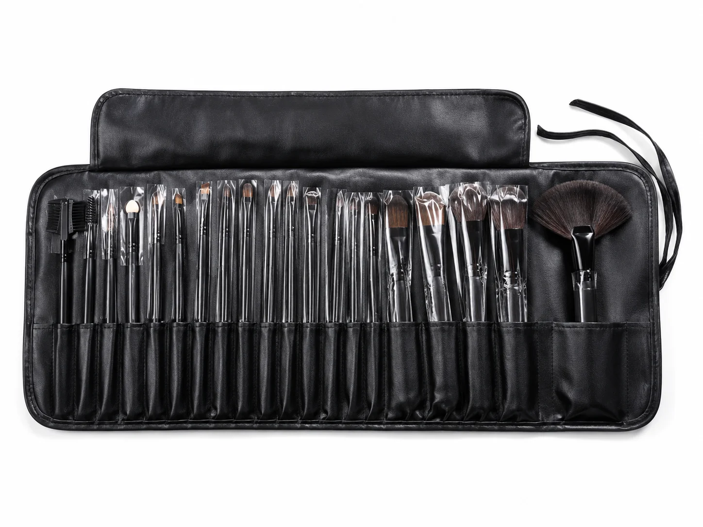 Professional Makeup Brush Set with Black Roll-Up Storage Case