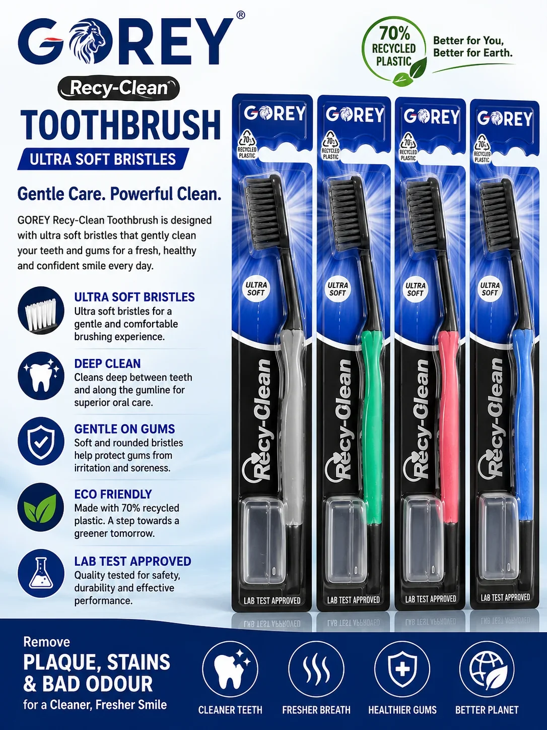 GOREY Recy-Clean Ultra Soft Toothbrush