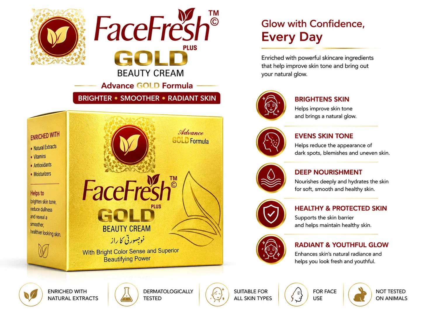 FaceFresh Plus Gold Beauty Cream – Advanced Gold Glow Formula