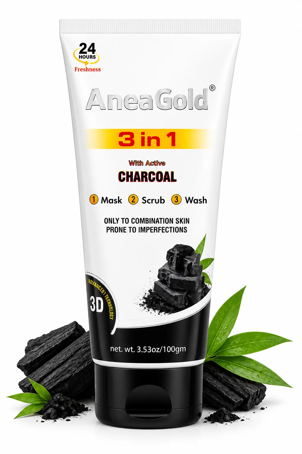 AneaGold 3-in-1 Charcoal Face Wash (100g)