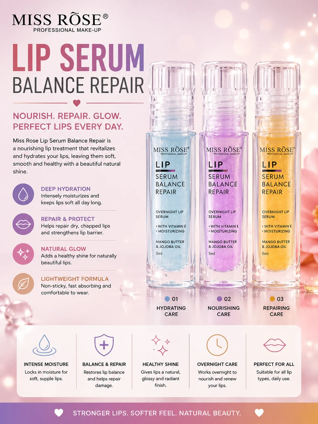 Miss Rose Lip Serum Balance Repair – Hydrating Overnight Lip Care