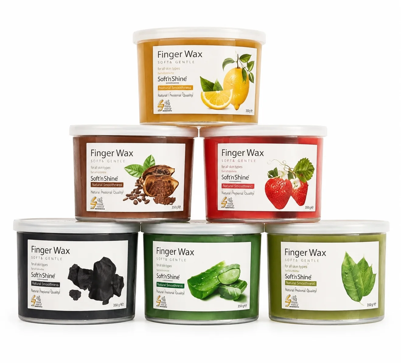 Soft’n Shine Finger Wax Collection Lemon, Strawberry, Aloe Vera, Charcoal, Cocoa & Herbal Hair wax