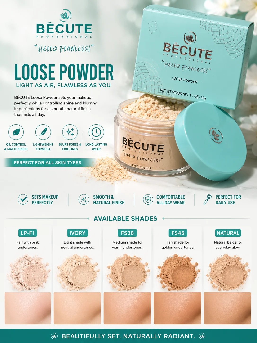 BÉCUTE Professional Loose Powder – Hello Flawless!