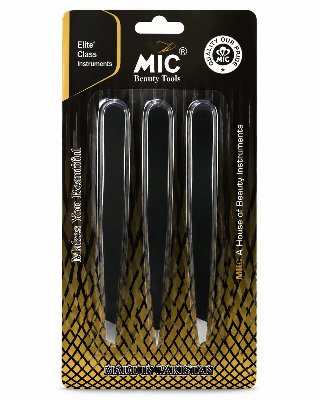 MIC Beauty Tools Professional Tweezers Set – 3 Piece Precision Eyebrow & Facial Hair Remover