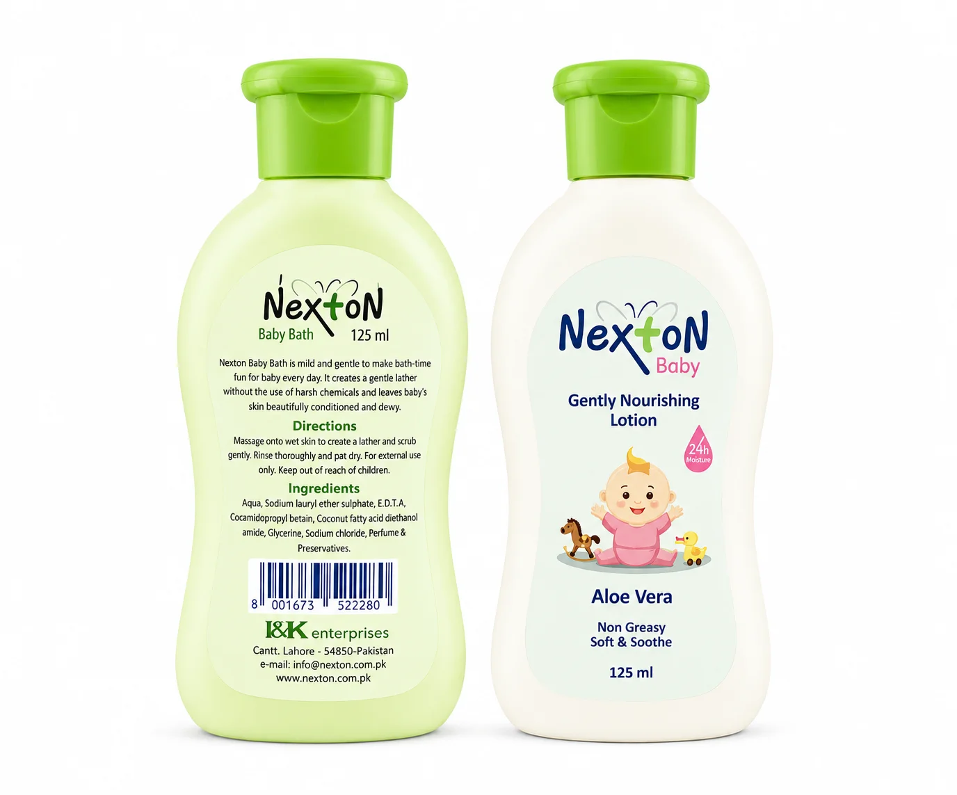 Nexton Baby Bath & Aloe Vera Lotion Combo – Gentle Daily Baby Care | 125ml