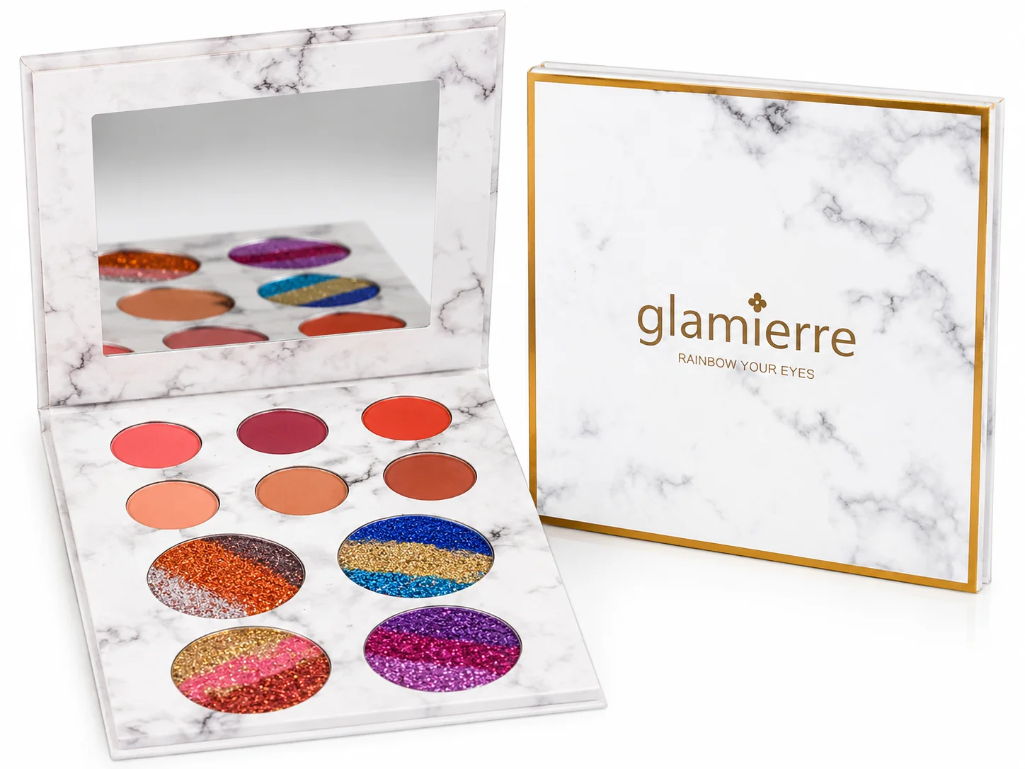 Glamierre Rainbow Your Eyes Palette – Marble Edition Glitter & Matte Eyeshadow Kit