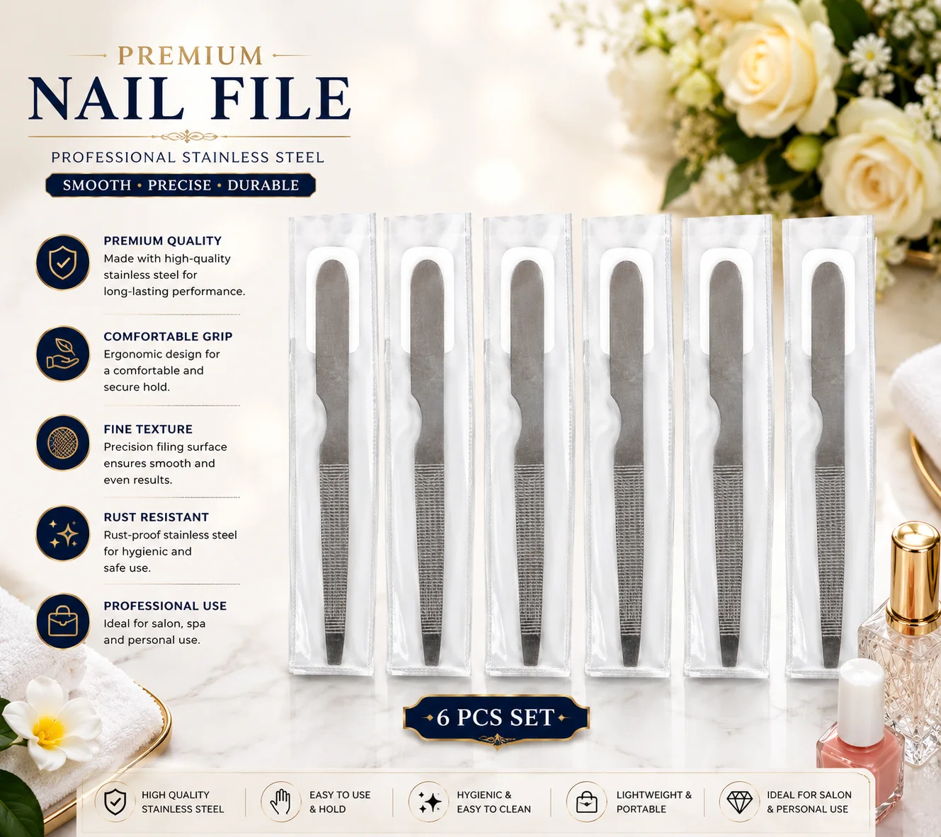 Premium Stainless Steel Nail File Set – Professional Manicure Tools