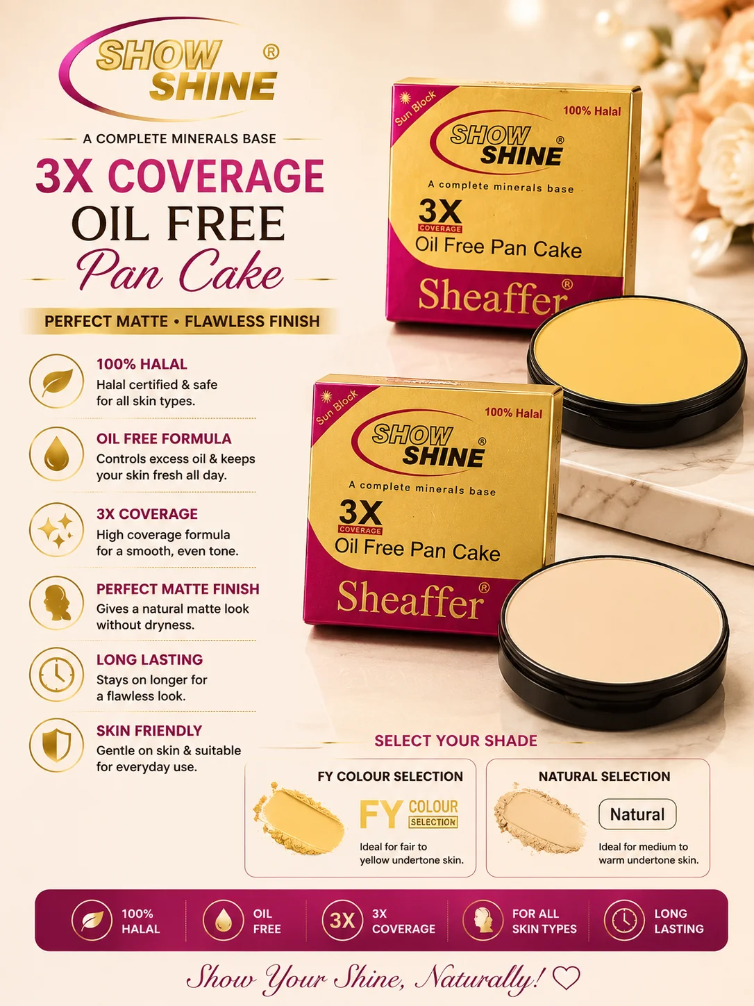 Show Shine Sheaffer Oil Free Pan Cake – 3X Coverage