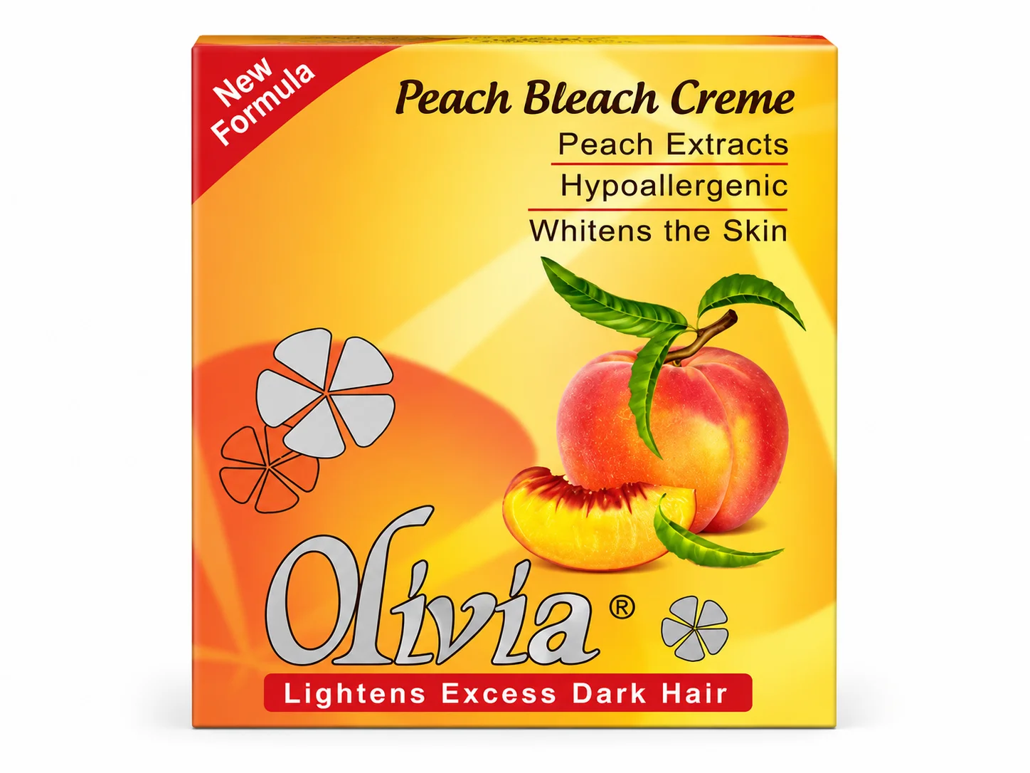 Olvia Peach Bleach Creme – Skin Whitening & Dark Hair Lightening Cream