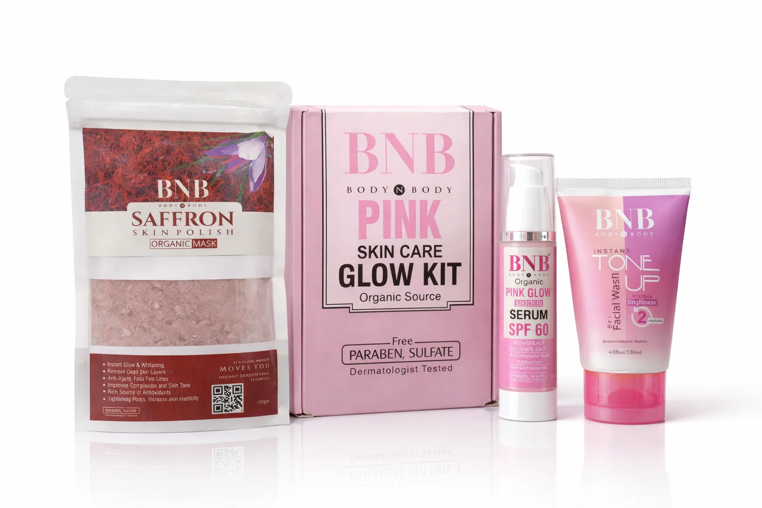 BNB Pink Skin Care Complete Glow Kit – 3 in 1 Organic Skincare Set