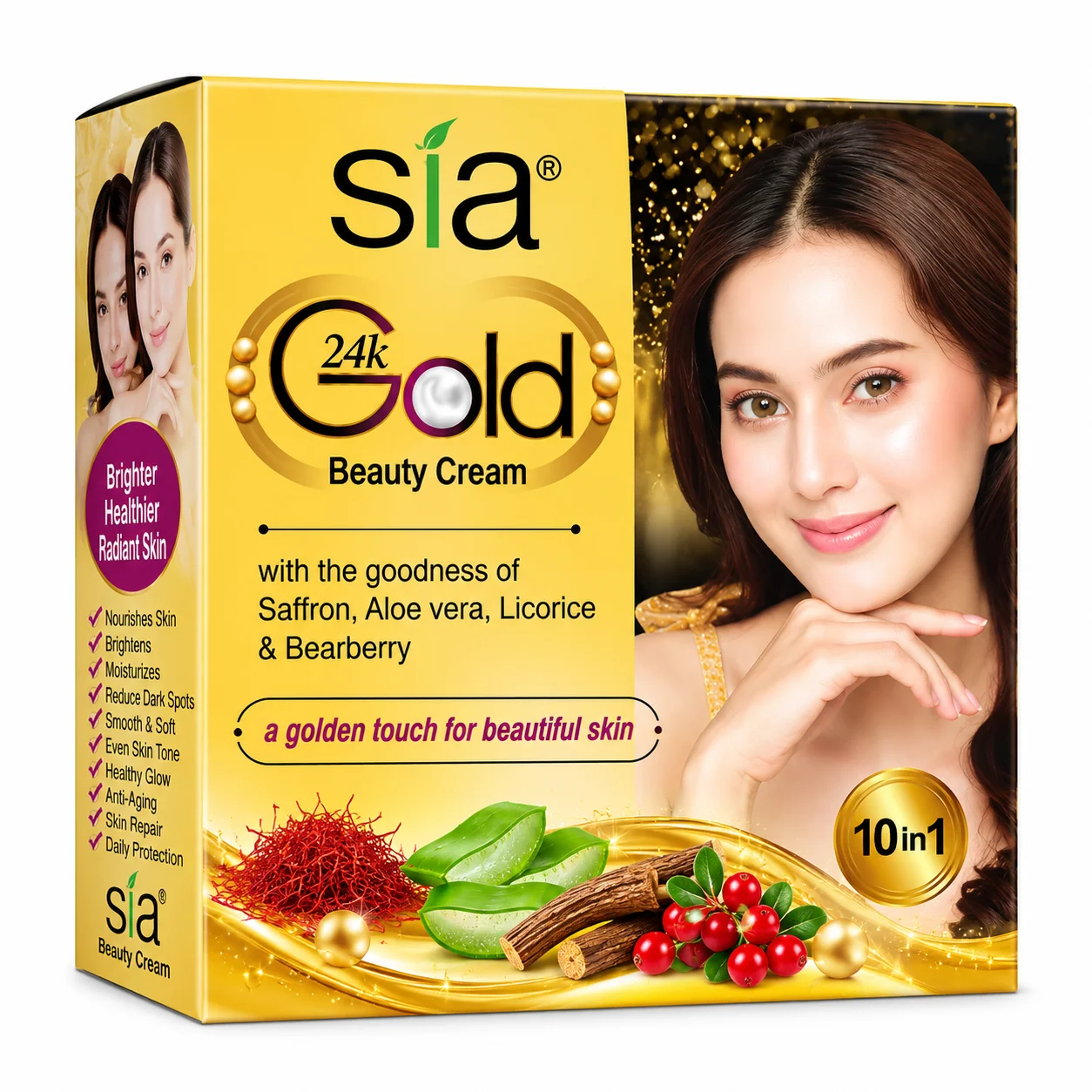 Sia 24K Gold Beauty Cream – 10 in 1 Skin Care Cream with Saffron & Aloe Vera